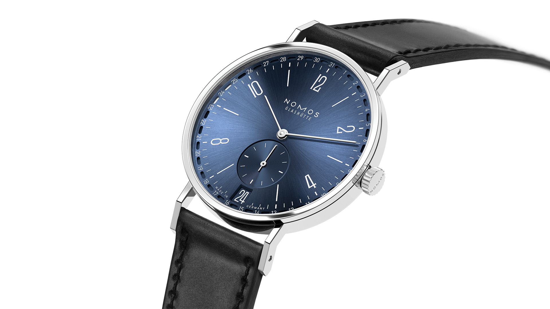 Blaue Version der Tangente 2date von Nomos