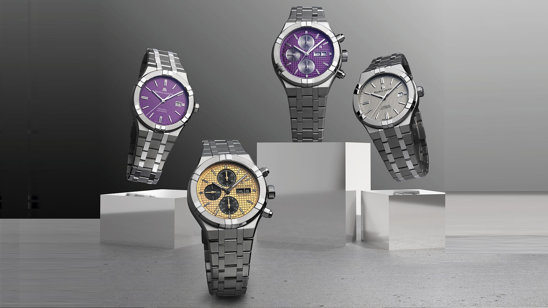 Neues Quartett: Maurice Lacroix stellte bei den Geneva Watch Days neue Versionen der Aikon vor - alle mit Automatikwerk, Titangehäuse und Titanband.