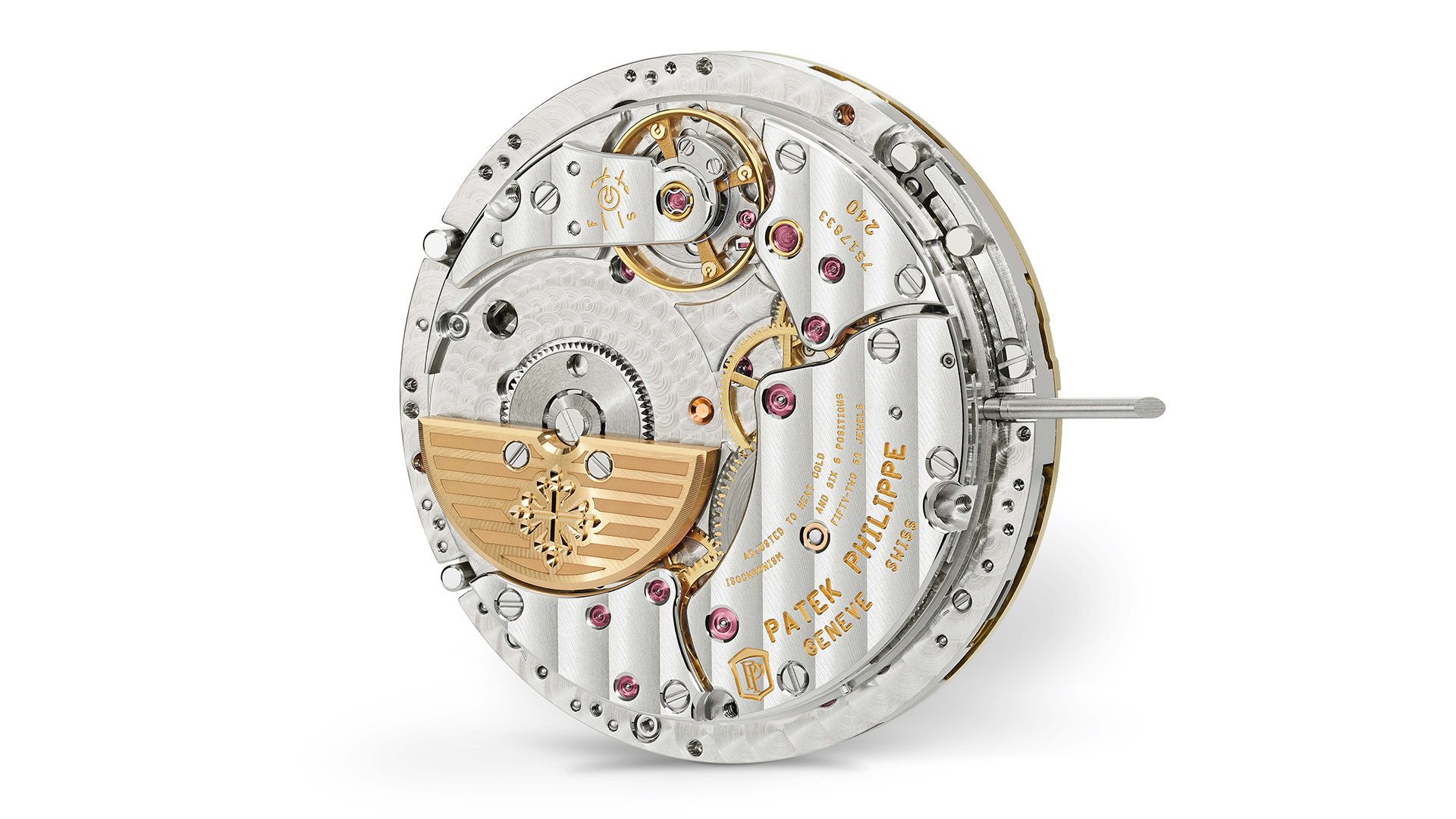 Für die exklusivste Uhr der Kollektion, die Platinuhr Referenz 5822P-001, wurde bei Patek Philippe ein neues Uhrwerk entwickelt: das Kaliber 240 PS CI J LU mit automatischem Aufzug.